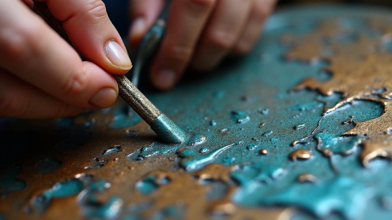 Finition patinée sur métal